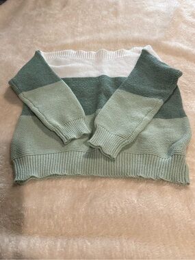 Striped Sweater in Sage and White